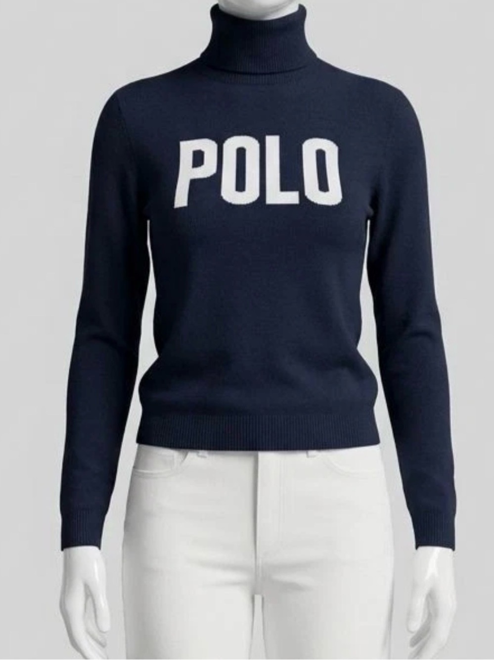 $228 NWT Polo Ralph Lauren Women's Blue Polo Turtleneck Sweater Size M